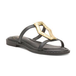 HAPPYMONK Made In Spain Leather Strap Studded Flat Sandals
